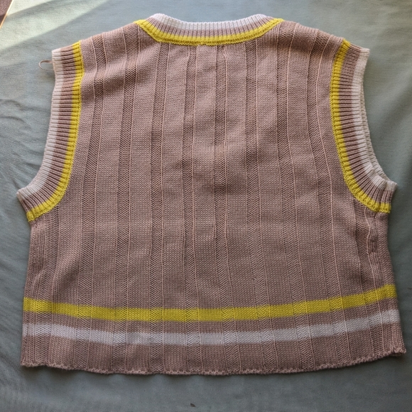 Ultra Flirt knit crop sweater Women's Beige sleeveless V-neck size S R-1 - Picture 5 of 5